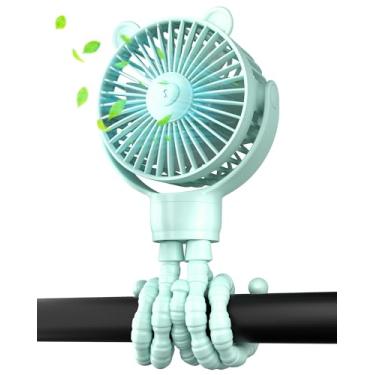 Imagem de ASNUG Mini ventilador de carrinho portátil, operado por bateria, ventilador de bebê com tripé flexível removível com 3 velocidades, ventilador pessoal recarregável para assento de carro, berço,