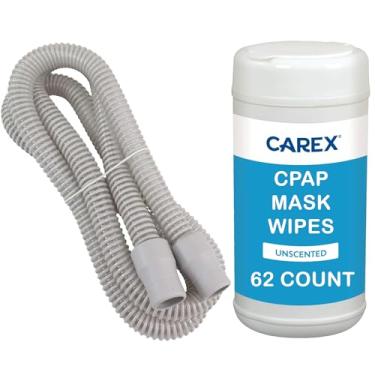 Imagem de Mangueira CPAP universal Roscoe Medical, 1,8 m, inclui 62 pacotes de lenços CPAP, leve premium - tubo CPAP flexível, cinza, tubulação Easyflex, serve na maioria das máquinas CPAP, marcas APAP, BiPAP