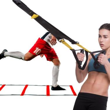 Imagem de Fita TRX Suspensa para Treinamento Funcional Saude Cross Training Treino com Escada de Agilidade Reabilitação Yoga Fisioterapia Funcional Musculação Exercícios Vermelho