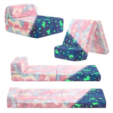 Imagem de Tiita Sofá-cama dobrável para crianças, sofá-cama dobrável com capa removível, cadeira de futon infantil, colchão dobrável para quarto de crianças, sala de estar, quarto de hóspedes, colorido