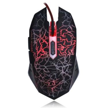 Imagem de Dpofirs Mouse profissional para jogos com fio A70, mouse óptico universal USB com luz LED colorida para respiração, mouse ergonômico de 6 botões, DPI 800-2000 ajustável, mouse PC (preto, A70)
