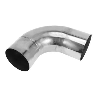 Imagem de Motoforti Tubo de escape de mandril de 90 graus Tubo de escape de carro Mandril Curva DIY Tubo personalizado 10,8 cm OD 20 cm Comprimento da perna Aço inoxidável 304 Tom prateado