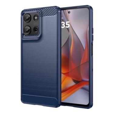 Imagem de Vavies Capa para Moto G75, para Motorola G75 5G, capa de fibra de carbono, capa fina e macia de TPU com absorção de choque, à prova de choque, capa de telefone para Motorola Moto G75 azul marinho
