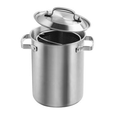 Imagem de DimyFew Fritadeira de aço inoxidável, adequada para todos os fogões, panelas, frigideira japonesa, panela, para cantinas, hotel, casa