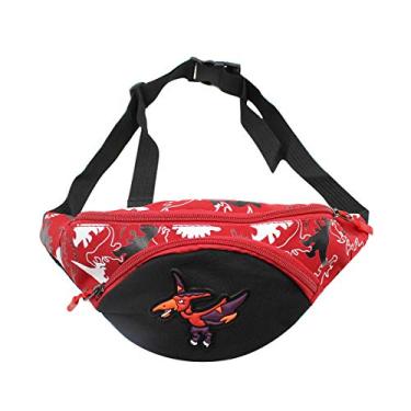 Imagem de Mochila infantil para meninos e meninas com desenho de dinossauro, bolsa de cinto, bolsa para viagem, caminhada, esportes, Vermelho, small