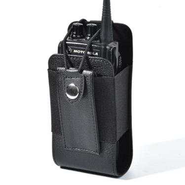 Imagem de Coldre universal de rádio, bolsa de couro tático com clipe traseiro cinto ou bolsa para BaoFeng Quansheng Retevis Yaesu Midland Icom Kenwood Motorola Walkie Talkie HT