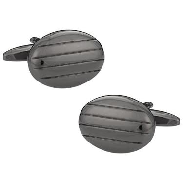 Imagem de Abotoaduras ovais de bronze com caixa de apresentação Cuff-Daddy