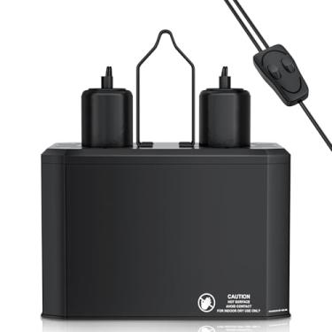 Imagem de LURMMUE Luminária de réptil para lâmpada de calor e lâmpada UVB, máximo de 100 W cada, luminária de cúpula dupla para terrário de dragão barbudo, tartarugas, cobra e lagarto