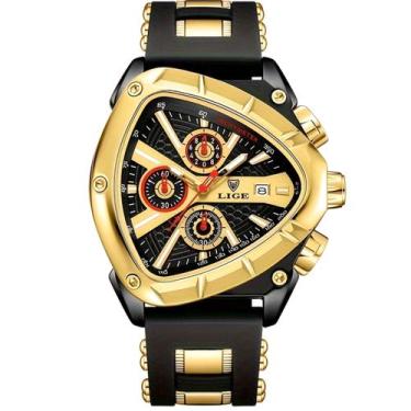 Imagem de Relógio Masculino Design Criativo Triangulo Pulseira de Borracha Imper