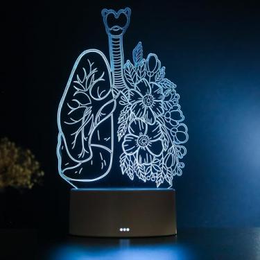 Imagem de PopLumos - Luminária led 3d, muda de cor, 7 cores - pulmão florido, médico pneumologista