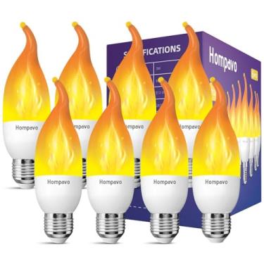 Imagem de Hompavo Lâmpadas De Chama Led Atualizadas, Lâmpadas De Luz Piscante De 3 Modos, Base De Lustre E26, Lâmpada De Fogo De Vela Para Festa De Halloween, Natal, Varanda, Decoração Interna E Externa Para