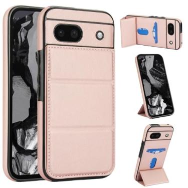 Imagem de Dteck Capa carteira para Google Pixel 8a de 6,1 polegadas 2024 com fecho magnético e função de suporte, capa de couro PU, capa protetora fina e leve com bolso, ouro rosa