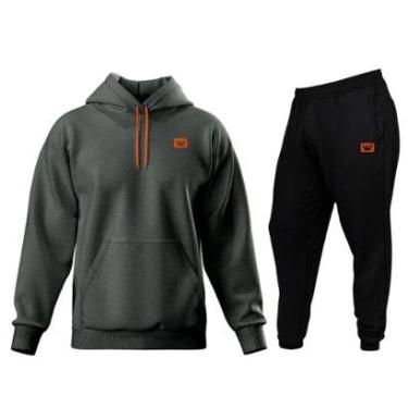 Imagem de Conjunto de Moletom Blusa + Calça Masculino Estampado Estilo Casual Esportes Frio-Masculino