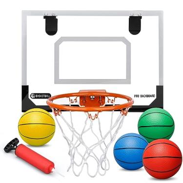 Imagem de Amarlozn Mini Conjunto De Cesta De Basquete Para Crianças, Cesta De Basquete De Parede Com 4 Pequenas Bolas De Basquete De Pvc De Reposição De 6", Abs Backboard Grande Aro De Enterrada De Metal, Gol