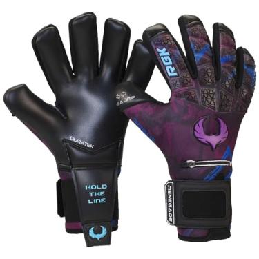 Imagem de Renegade GK Luvas De Goleiro Rogue Shock Wave Edição Limitada Com Proteção Para Os Dedos, 4 Mm Giga Grip, Luvas De Goleiro De Futebol Roxas E Azuis (Tamanho 11, Adulto, Corte Negativo, Nível 4+)