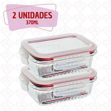 Imagem de Kit 2 Pote Hermético Organizador Vidro Canelado 370ml Marmita - Belo V