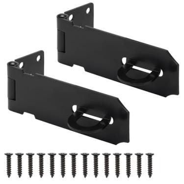 Imagem de Trava de trava de porta de 10 cm, fecho de segurança para fecho, ferrolho de aço inoxidável para portão de cerca, porta de celeiro, armário de galpão, gaveta, acabamento preto com parafusos, pacote