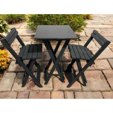 Imagem de Jogo Mesa Bistrô Preta 2 Cadeiras Quadrada Reforçada - JBC ELETRO