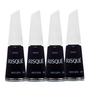 Imagem de Kit 4 Esmalte Risqué Escuro Cremoso Preto Sépia 8ml