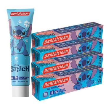 Imagem de Kit 4 Pasta de Dente Gel Dental com Flúor Infantil Stitch Morango 50g 