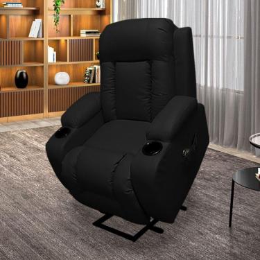 Imagem de Poltrona Do Papai Com Massagem Aquecimento Austin Elevação Lift 150º Pu Preto G31 - Gran Belo
