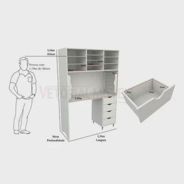 Imagem de Armário Multifuncional Ateliê M6 Estação De Trabalho Costura