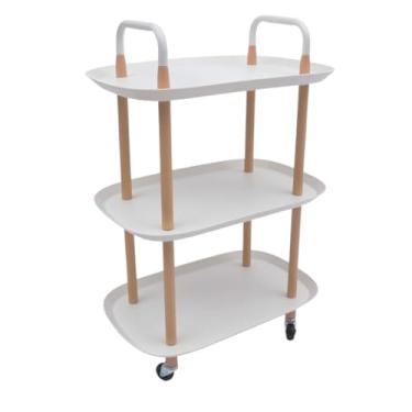 Imagem de Mesa de Centro, Lateral ou de Canto com Rodinhas – 3 Prateleiras, Moderna, Multiuso e Versátil (Branco/Retangular)