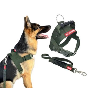 Imagem de Coleira Peitoral Tático G com Guia - Canadá K9 Acessórios - Golden Retriever, Labrador, Pitbull, Rottweiler, Cane Corso, Doberman, Pastores Alemão, American Bulldog, Malinois (verde militar)