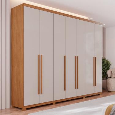 Imagem de Guarda-roupas 7 Portas 6 Gavetas com Pés Flórida Cinamomo / Off White