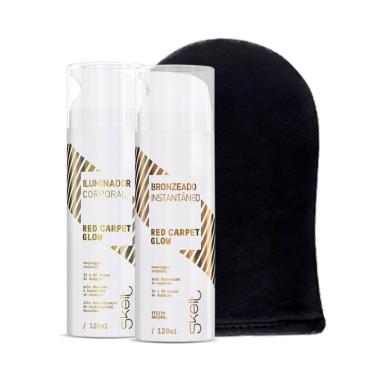 Imagem de Kit Skelt Red Carpet Glow - Mousse Autobronzeador, Iluminador Corporal e Luva Aplicadora Tanning Mitt