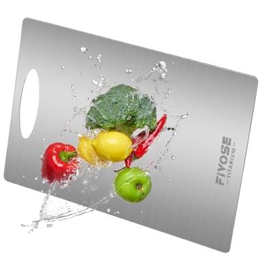 Imagem de Tábua de corte de titânio para cozinha 0.2 cm, 30 x 45 cm, grande 100% pura, tábua de corte para acampamento, não tóxica, dupla face para carne/frutas/vegetais, pode ser lavada na lava-louças e na