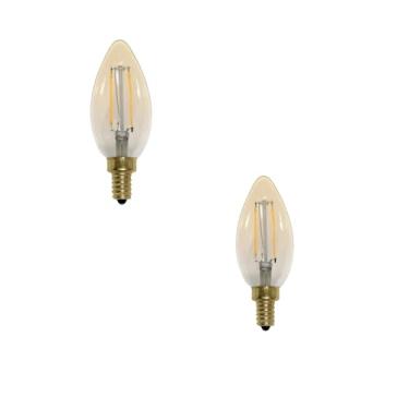 Imagem de KIT 2 Lâmpada LED Filamento Vela 4W E12 Bivolt 2400K – Branco Quente, Estilo Retrô Decorativo, 300lm, 360°, Para Lustres, Pendentes e Ambientes Aconchegantes – Opus