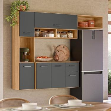 Imagem de Cozinha Suspensa 6 Portas 1 Gaveta Becca Freijó/chumbo