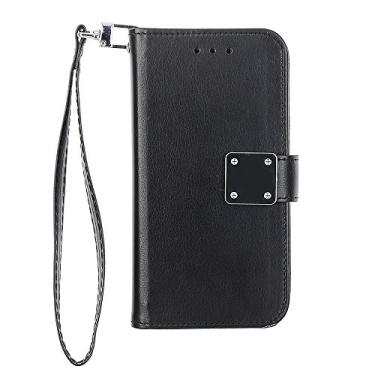 Imagem de Cube Capa de celular para Apple iPhone 8/7 / 6s / 6 - Capa carteira de couro personalizada preta com bolsa para cartão de crédito e clipe cromado