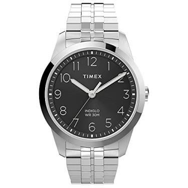 Imagem de Timex Relógio masculino South Street Sport 36 mm de ajuste perfeito, Prateado/preto,