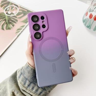 Imagem de MVVKKY Para Samsung Galaxy S23+ Luxury Color Collision Soft Case Magnetic Liquid Silicone Capa à prova de choque (para Samsung Galaxy S23+ / roxo cinza)