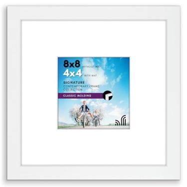 Imagem de Americanflat Porta-retrato 20 x 20 cm com vidro resistente a estilhaçamento - Use como moldura de 10 x 10 cm com tapete ou tela de 20 x 20 cm sem tapete - Coleção exclusiva - Molduras quadradas para