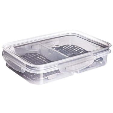 Imagem de Pote Porta Frios Hermético Com Divisória Trava Mais Com Escorredor Pla
