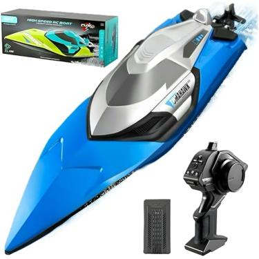 Imagem de Lancha Barco Controle Remoto High Speed Boat Tomahawk 4D-S2 Motor Brushless 50km/h 2,4GHZ Alta Velocidade à Prova d'água com Luzes LED Brincar a Noite (AZUL/CINZA)
