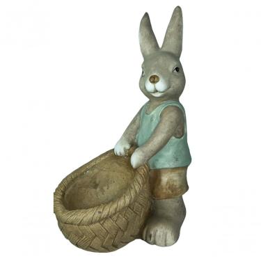 Imagem de Escultura Em Cerâmica Coelho Com Cesta 45cm