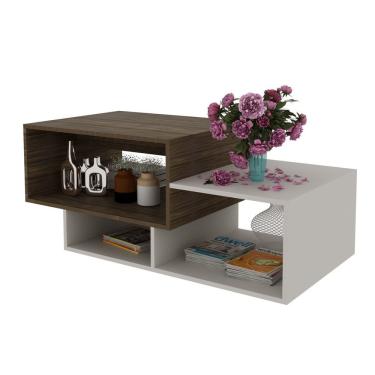 Imagem de Mesa De Centro Em Mdp Retangular Mc2228 Nogal/branco