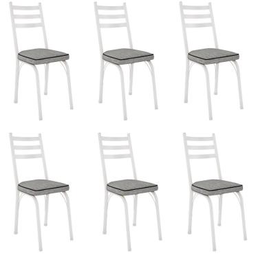 Imagem de Kit 6 Cadeiras Para Cozinha Tubular D-13 Nara De Aço Branco-grafiato