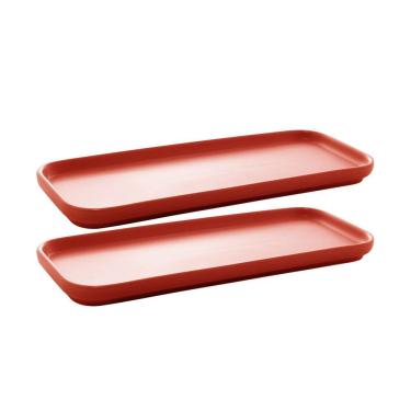 Imagem de Conjunto Com 02 Travessas Cerâmica Nórdica Vermelho Matt 28627 - Bon Gourmet