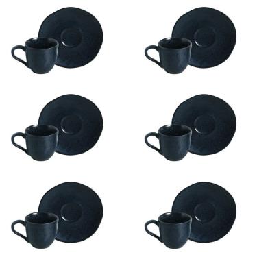 Imagem de Conjunto De Xícara De Cafezinho Com Pires 06 Peças Orgânico Night Blue Porto Brasil