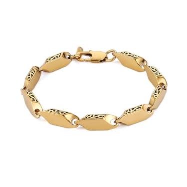 Imagem de HZMAN Pulseira de prata masculina irregular geométrica losango, corrente de aço inoxidável, hip hop, pulseira de elos masculinos, joias para presente, 8.5in, Aço inoxidável, Sem Pedra Preciosa