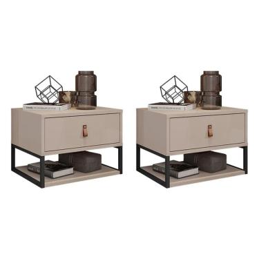 Imagem de Kit 2 Mesas de Cabeceira Suspensa Sigma Off White Casa D