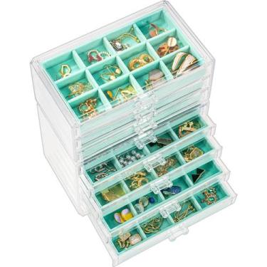 Imagem de Caixa de joias ProCase, porta-brincos, organizador, 8 gavetas, Aqua