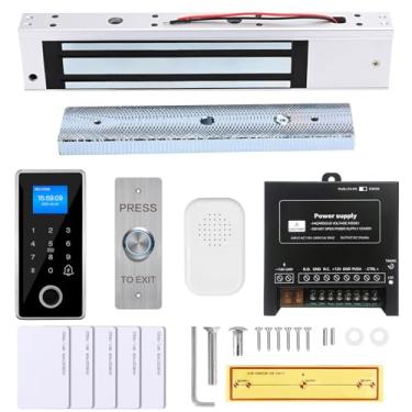 Imagem de guanghuifeng Kit De Controle Acesso À Porta Magnética Elétrica Prova D'Água Com Impressão Digital - Força Retenção 600 Lb, Teclado/Leitor Rfid, 5 Cartões Identificação, Fonte Alimentação 110 V E Sis