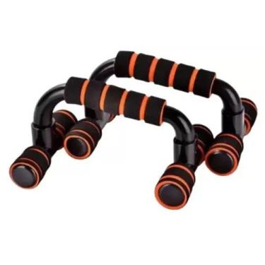 Imagem de Apoio de Flexão Braço Fixo MBFit Suporte Chão, Preto, Laranja