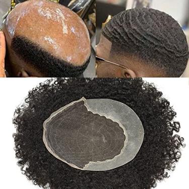 Imagem de LYRICAL HAIR Peruca Afro Lírica Para Homens Negros, Unidades Humanas Brasileiras Cacheadas, Sistemas De Substituição Ondulados Afro-Americanos Renda Hd (1B# Desconto - 12 Mm)